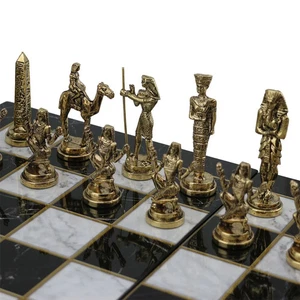 Vintage Chess Pieces Only Handmade Ancient Cleopatra & Pharaoh 🎁 Christmas Gift - Picture 1 of 9