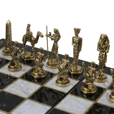 Vintage Chess Pieces Only Handmade Ancient Cleopatra & Pharaoh 🎁 Christmas Gift - Image 1 of 4