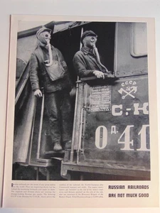 1939 RUSSIAN RAILROADS Engineers wear Gas Masks-vintage print ad - Picture 1 of 1