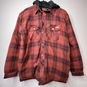 NEW 🎁 Dickies Men’s Cotton Plaid Large Red Black Shacket Shirt Jacket Work Gift - Picture 1 of 14