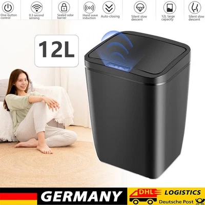 Mülleimer Automatik Sensor Abfalleimer mit Deckel Abfallbehälter Papierkorb 12L - Bild 1 von 4