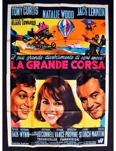 Manifesto La Grande Course Jack Lemmon Tony Curtis Natalie Wood Peter Falk A423 - Afbeelding 1 van 1
