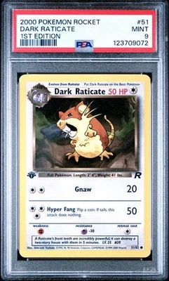 2000 Pokemon 1st Edition Team Rocket #51 Dark Raticate PSA 9 Card MINT NEW CERT! - Image 1 of 2