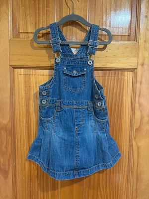 Cherokee Niñas Denim Mono Vestido Jersey Azul Jean Falda Talla 3T Niño Cla Foto 1 de 4
