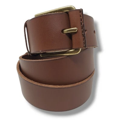 Timberland Hombres Cinturón de Cuero Marrón Dorado Hebilla Talla 36 Clásico Grapa Minimalista Foto 1 de 4