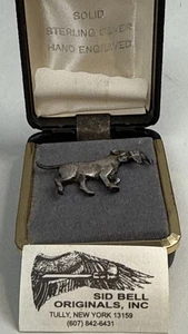 Vintage SID BELL Jagdhund mit Vogel Krawattennadel Sterlingsilber signiert 80er Tully - Bild 1 von 9