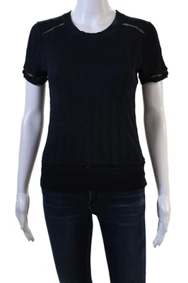 Rag & Bone Women Basic Dark Blue Rayon Crew Neck Short Sleeve T-Shirt Size S - Image 1 of 4