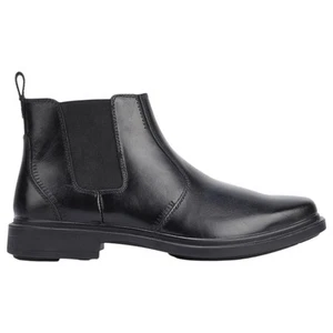 Mens Hush Puppies Deacon Extra Wide Mens Black Leather Work Boots With Zip - Picture 1 of 6