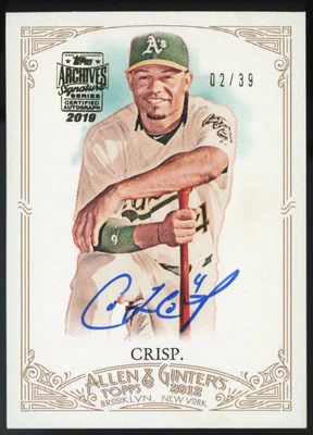 2019 Topps Archives 签名亲笔签名 Coco Crisp #2/39 奥克兰 A's Athletics — 第 1/2 张图片