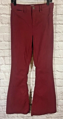70s Flared Pants Bell Bottoms Women's Large YMI Hyperstretch High Rise Dark Red - Image 1 of 4