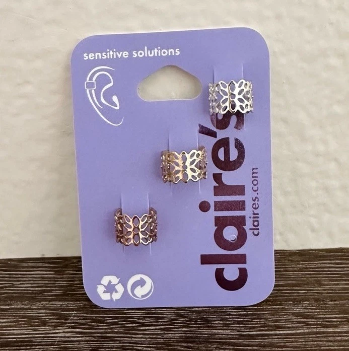 Novo com etiquetas Claire’s Ear Cuffs pacote com 3 soluções sensíveis  - Imagem 1 de 2