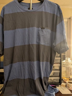 RVCA XXL Mens Tee Shirt Striped Blue Item 89 - Image 1 of 3