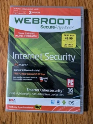 WEBROOT SecureAnywhere Internet Security 3 Devices Best Buy - BRAND NEW/SEALED - Image 1 of 3