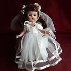 VINTAGE VOGUE GINNY  BRIDE DOLL SLW  BRUNETTE BRAIDS TAGGED not played with