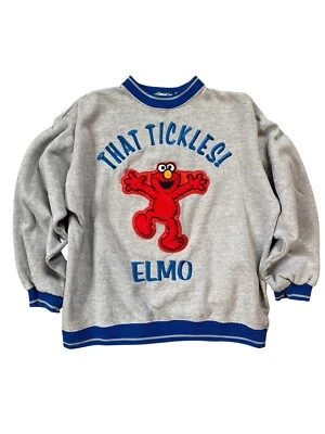 Vintage 90s That Tickles Sesame Street Elmo Crew Neck Sweatshirt Size Large - Image 1 of 4