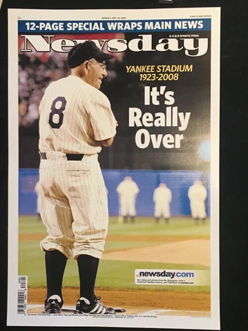 YOGI BERRA 12x18 Newsday PHOTO Poster FINAL GAME YANKEE STADIUM It’s Over 2008 Cover