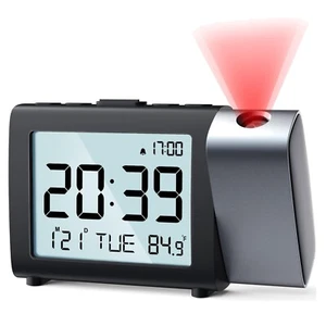 Digitaler Wecker mit Projektor Temperatur Datum Helligkeit USB Batteriebetrieb - Bild 1 von 10