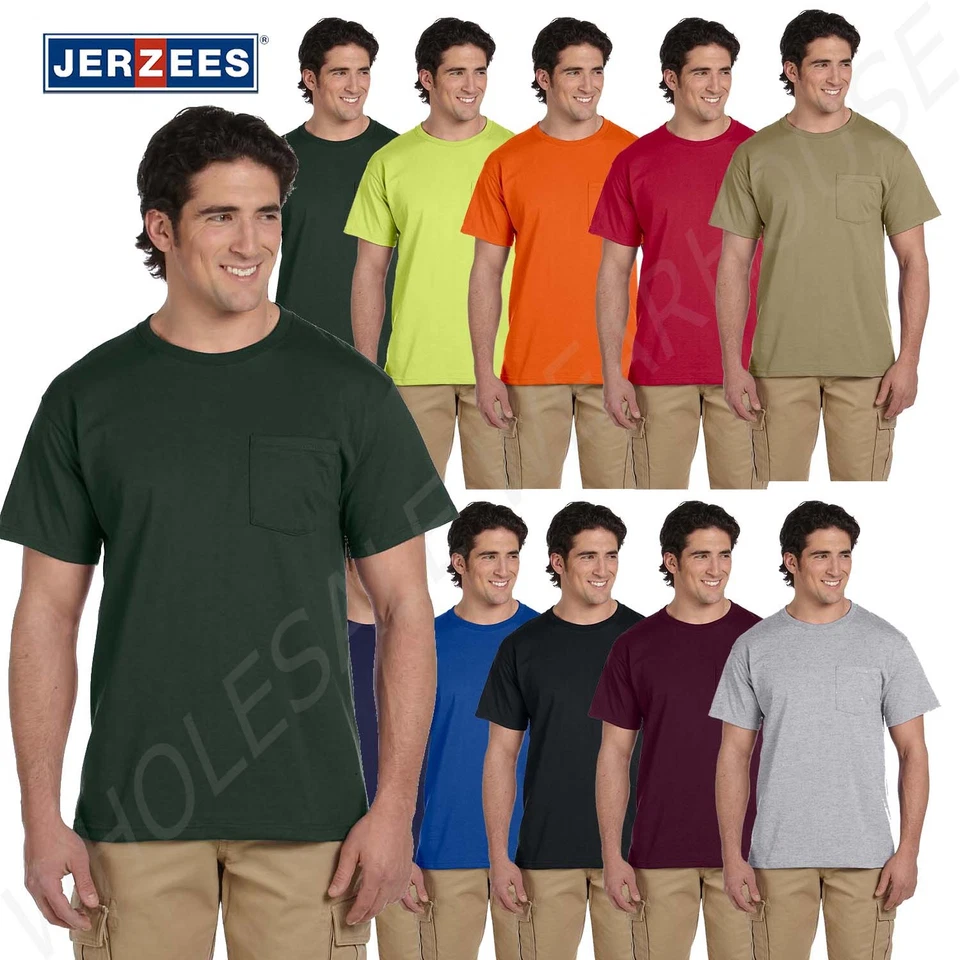 Camiseta JERZEES Para Hombres Pockek Peso Pesado 50/50 Mezcla Dri-Power 2XL-3XL B-29P Foto 1 de 1