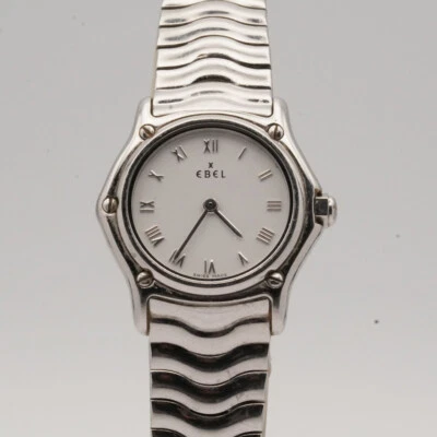 EBEL SPORT CLASSIQUE DAMEN UHR STAHL 23MM VINTAGE WEISSES ZIFFERBLATT 9157111 3 - Bild 1 von 4
