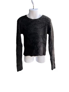 Art Class Girls' Fuzzy Ribbed Crewneck Sweater Black Sz M 8 - Picture 1 of 3