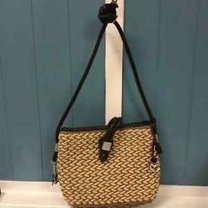 BRIGHTON Woven Textile Body Leather Trim & Shoulder Strap Casual Bag *read - Picture 1 of 9