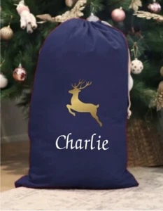 Sacco Natalizio Personalizzato Renna Grande XL Cotone Coulisse Natale 4 Misure - Foto 1 di 6