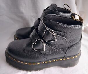 Dr Martens Devon Heart Black Boots Leather  Size 6 1/2   40 Excellent Condition 