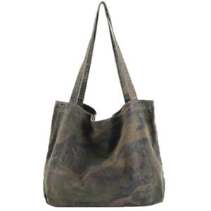 Vintage Ladies Canvas Camo Large Capacity Tote Shoulder Bag Shopping Tote Gift