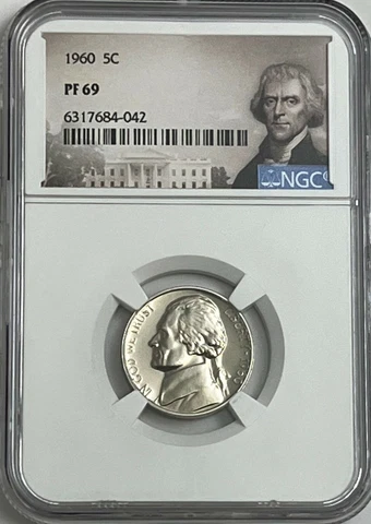 1960 NGC PF69 PROOF THOMAS JEFFERSON NICKEL 5C GREAT EYE APPEAL PORTRAIT LABEL Cover