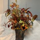 metal plater with fall foliage and pumpkin Autumn sign 