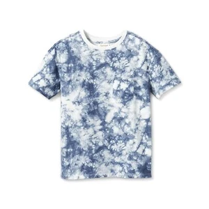 Unisex Kids Drop Shoulder Short Sleeve Tshirt - Blue Tie Dye (Size Large) - Picture 1 of 3