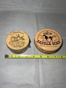 Pair of old saddle soap tins Kiwi & Propert’s - Picture 1 of 11