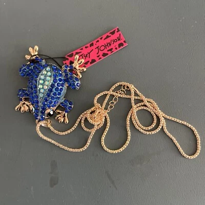 Nuevo Collar Betsey Johnson Cristal RANA AZUL VERDE AZULADO Foto 1 de 4