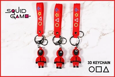 🦑 PORTACHIAVI GOMMA 3D SERIE TV SQUID GAME NETFLIX CERCHIO QUADRATO TRIANGOLO🦑