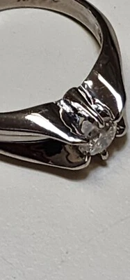 mens 14k white gold diamond solitaire ring preowned - Image 1 of 4