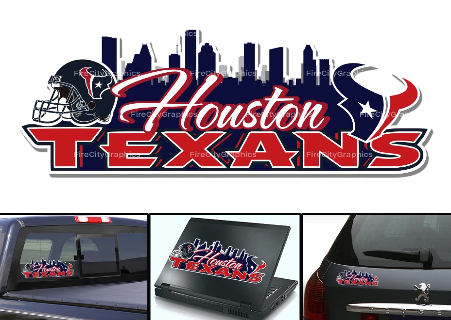 Houston Texans Calcomanía Adhesiva Skyline Coche Camión Ventana Pared Laptop Teléfono Parachoques Foto 1 de 1