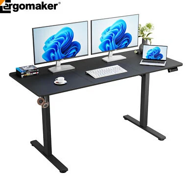 Ergomaker 140CM Electric Standing Desk Adjustable Height Sit Stand Table Black - image 1 of 4
