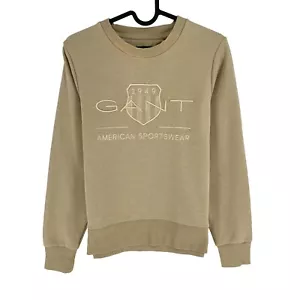 GANT Brown Tonal Archive Shield Crew Neck Jumper Sweater Size XS - Picture 1 of 9