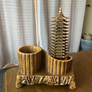 9.4" Wenchang Tower MCM Pen Holder Bamboo Plant Pot - Picture 1 of 8