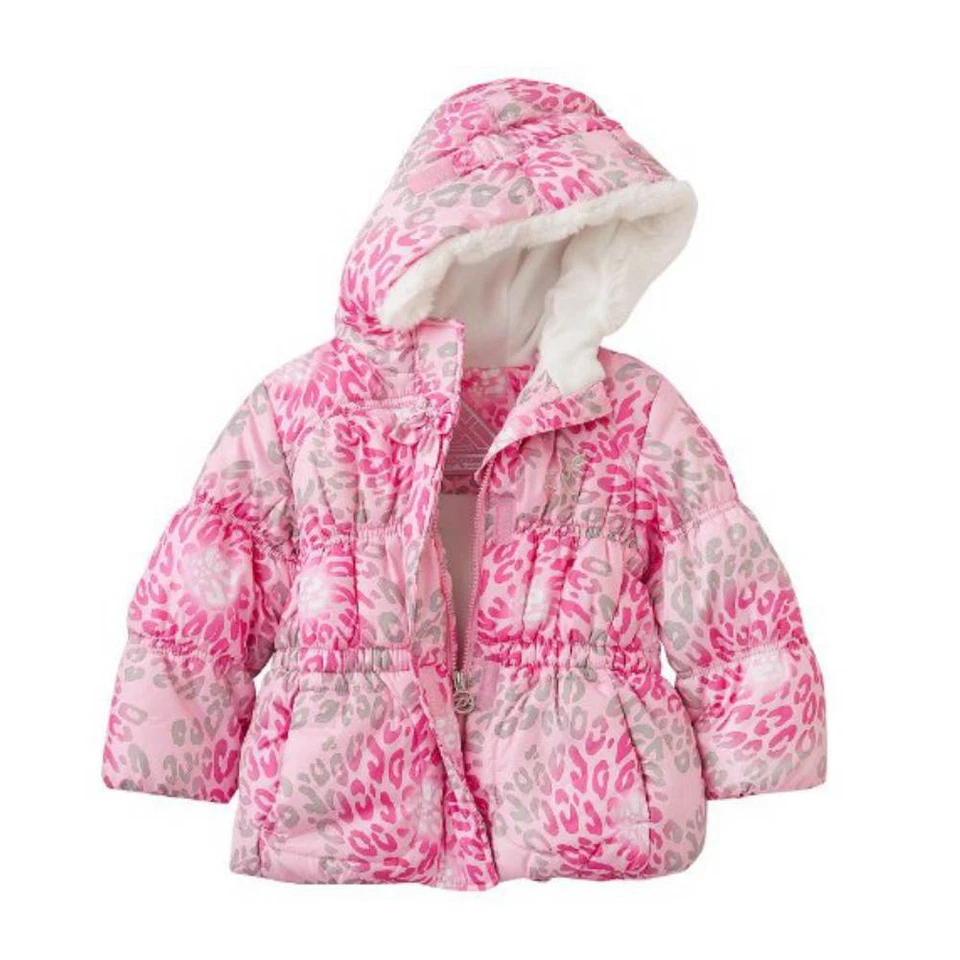 Abrigo acolchado chaqueta de esquí de invierno con estampado de leopardo rosa Zero Xposur para niñas pequeñas Foto 1 de 1