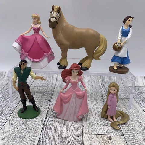 Disney Princess PVC Cake Topper Toy Lot Figures Rapunzel Flynn Rider Ariel Belle Cover