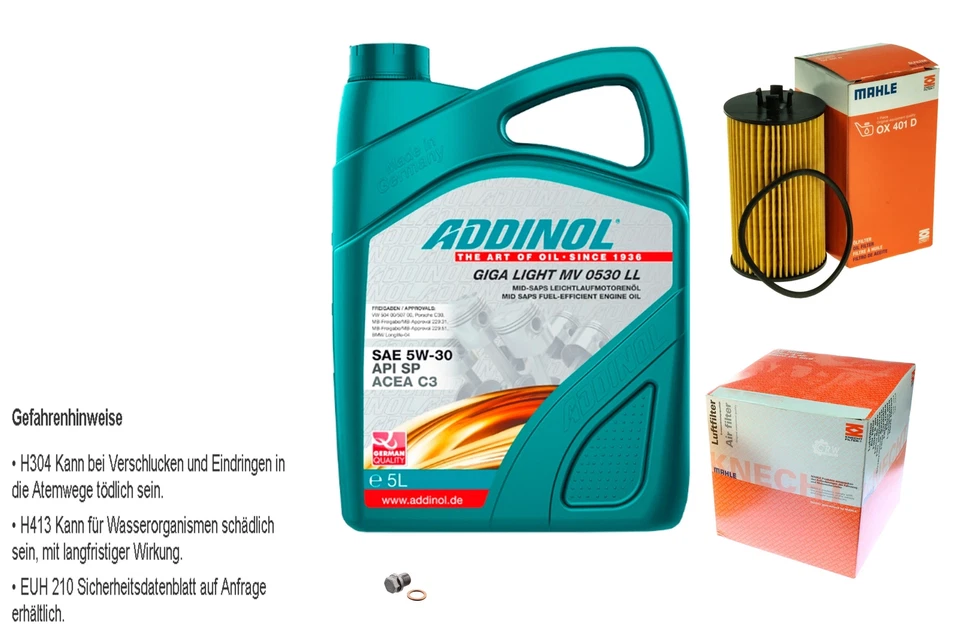 MAHLE Controllo Set 5L ADDINOL GIGA LIGHT MV 5W-30 Per Chevrolet Cruze J300 - Immagine 1 di 1
