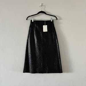 BRAND NEW Scanlan Theodore Black Patent Midi Skirt Size 6 RRP $450 - Picture 1 of 7