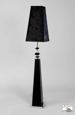 Crystal Table Lamp Black Shade Suede Modern Tall 1 Light Retro Chrome Iron Base - Image 1 of 4