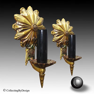 PAR Apliques Policromados Oro Art Deco Medio Oeste c.1935 RESTAURADOS Foto 1 de 4