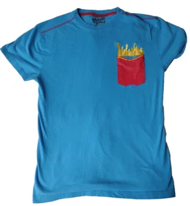 Straight Faded Blue French Fry T-Shirt Funny Colorful Graphic Tee Men’s Small - Picture 1 of 15