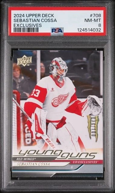 Sebastian Cossa 2024-25 Upper Deck Young Guns Exclusives /100 PSA 8 NONE HIGHER - Image 1 of 2
