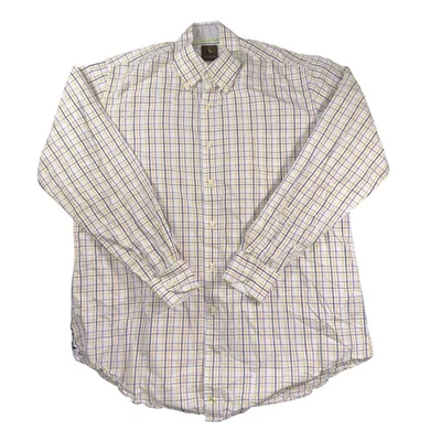 Camisa masculina TailorByrd XL alta XLT amarela roxa xadrez botão para baixo manga longa - Imagem 1 de 4