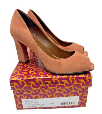 Zapatos de tacón Tory Burch Georgiana para mujer talla 6 M gamuza melocotón punta abierta Foto 1 de 4