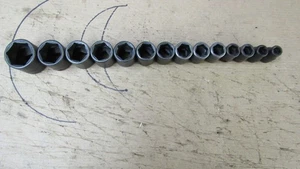 Snap On 14 pc 3/8" Drive Metric Flank Drive Shallow Impact Socket Set 214IMFMYA - Picture 1 of 12